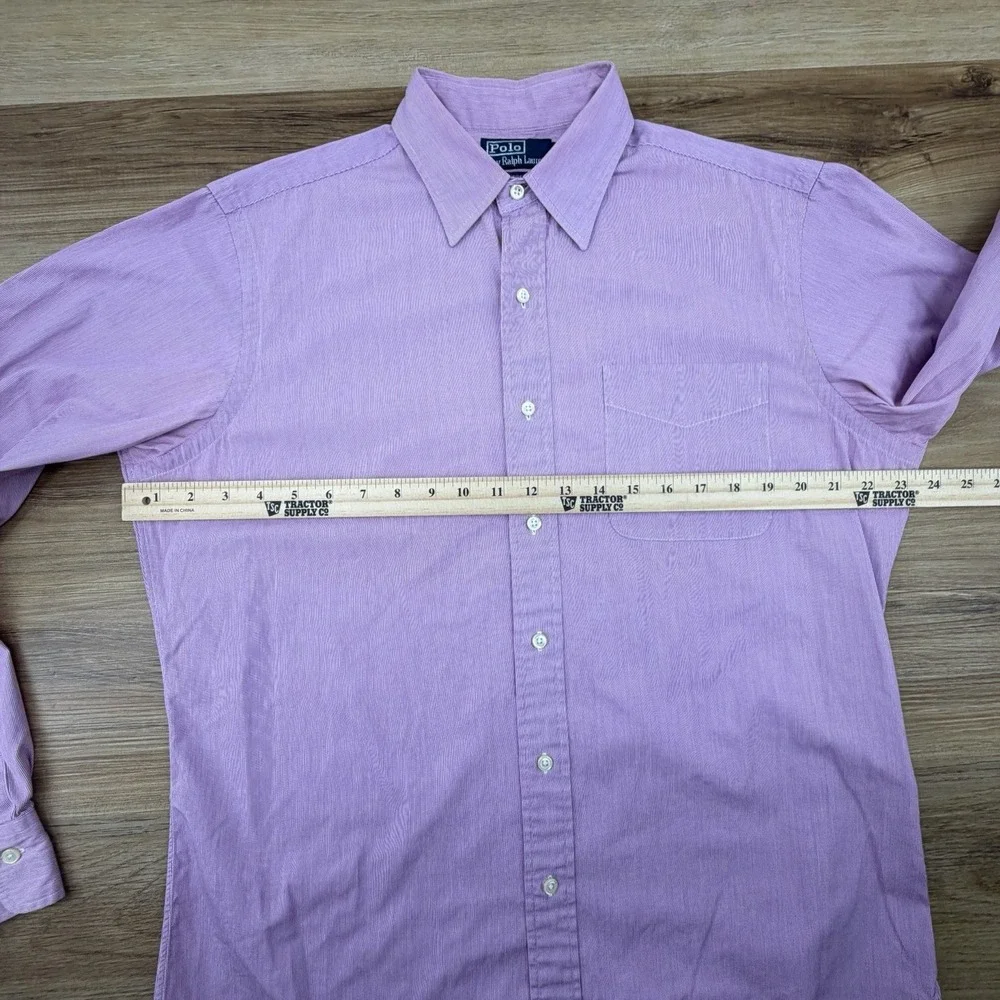 Polo Ralph Lauren Andrew Men Dress Shirt Purple 15.5‎ 34/35 Preppy Striped
